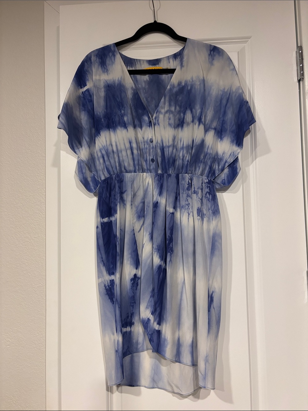Alice + Olivia Blue and White Tie-Dye Silk Dress Cocktail Vacation Summer